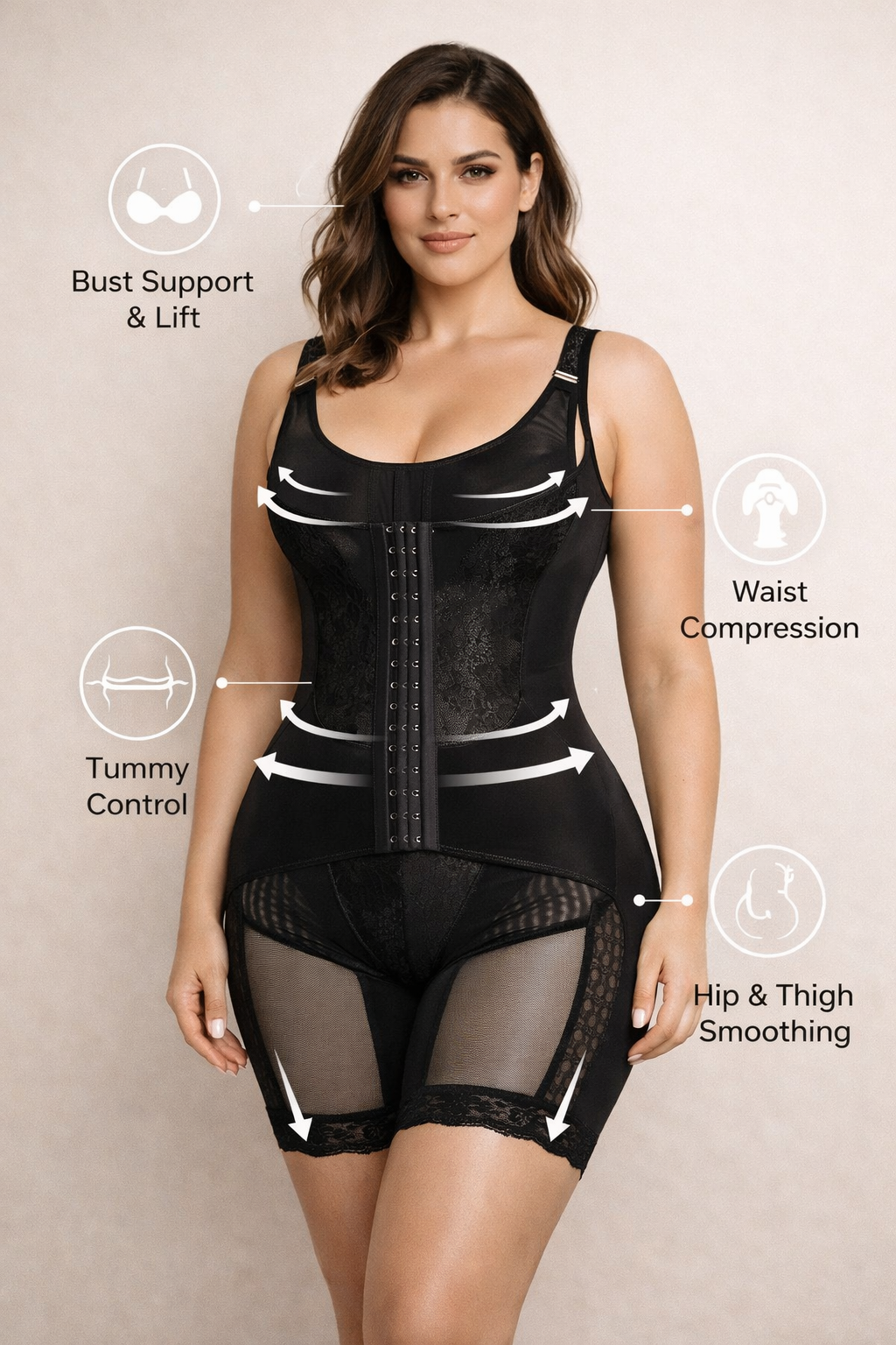 Bodysuit Buttoned Corset One-piece Shapewear